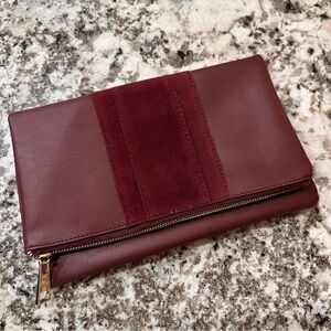 Clutch by Summer & Rose Maroon Fold Over zip